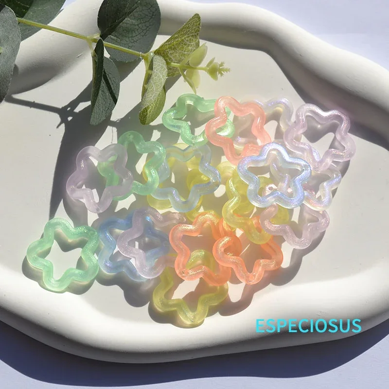 Noctilucent Multi Color Hallow Blossom Acrylic Beads Earring Charms Flower Spacer Necklace Accssories DIY Jewelry Departments