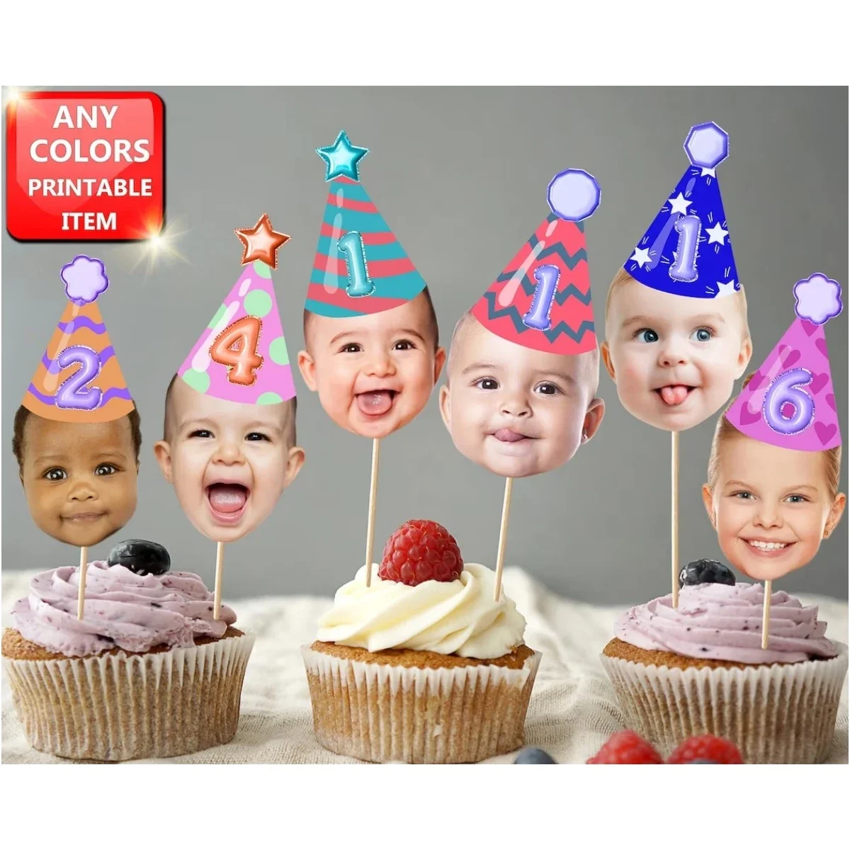 

Детские топперы для кексов, фотография для кексов любого возраста, декор для дня рождения, детский день рождения, топперы для кексов, цифровой файл 0