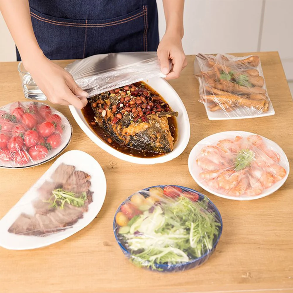Description Picture 4 of item100Pcs Disposable Food Storage Cover Bags, Plastic Wrap, Elastic Food Lids, Kitchen Fresh-keeping Bag For Bowls Cups Plates