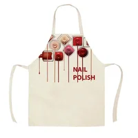 Home Kitchen Apron Color Nail Polish Bottle Printed Sleeveless Linen Aprons Men Women Home Cleaning Tools Fartuchy Chef Tablier 2