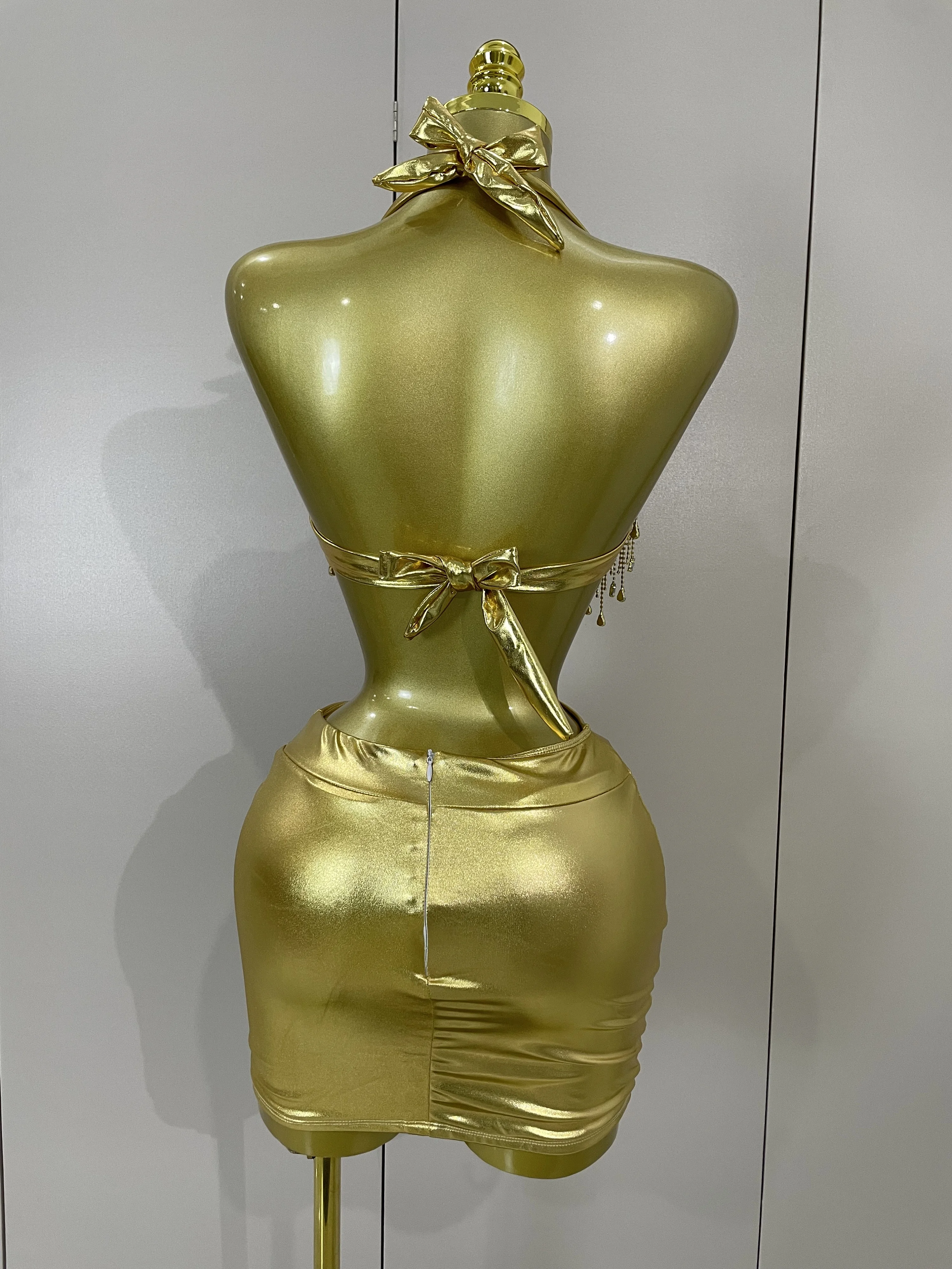 Luxury Shiny Diamond Chain Top Mini Dress Two Pieces Women Eveing Celebrate  Party NightClub Festival Outfit Sexy Stage Costume - AliExpress 200000345