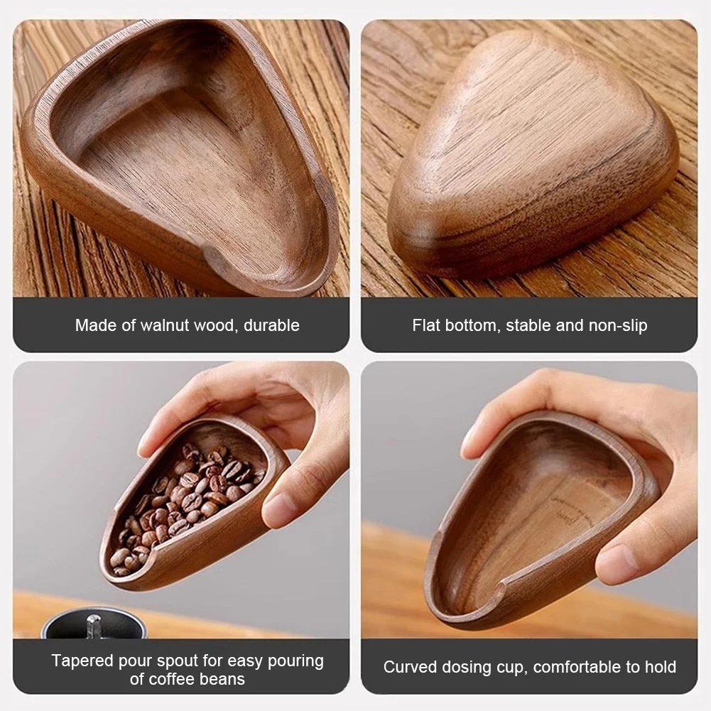 Wooden Coffee Bean Dosing Cup Spray Bottle Tea Leaves Barista Set Anti-Static Coffee Bean Spray Measuring Tray for Coffee Lovers
