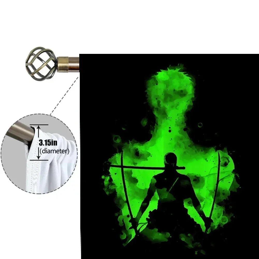 Home Interior Kitchen Curtains for Living Room 2 Pieces Blackout Curtains Door Curtain Roronoa Zoro Bedroom Decoration Partition 5