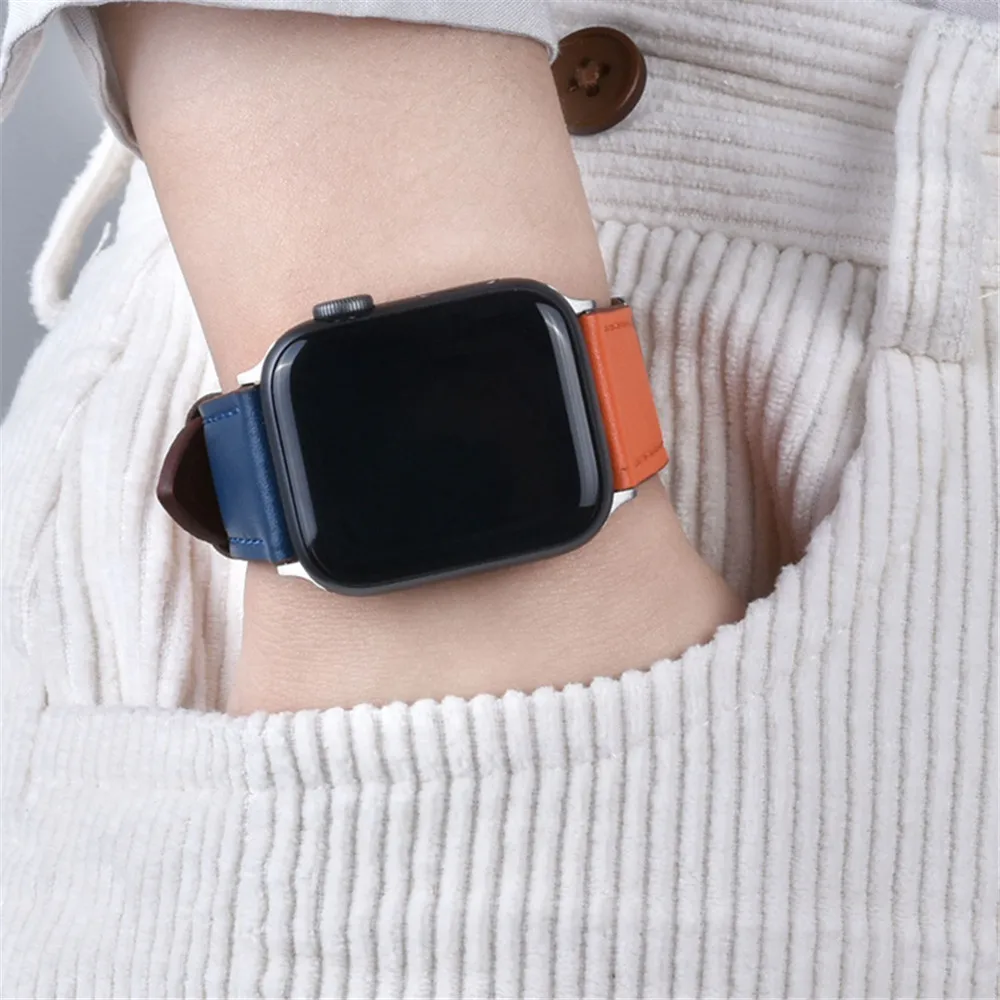 애플 워치 밴드용 가죽 스트랩, 비즈니스 가죽 팔찌, iWatch 시리즈 울트라 8 7 6 se 5 3, 44mm, 49mm, 45mm, 41mm, 38mm, 42mm, 40mm