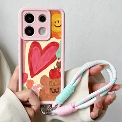 Stylish Wrist Chain Lanyard Phone Case - Funny Design Cover - Redmi 11A (BGK23 - PinkSS)