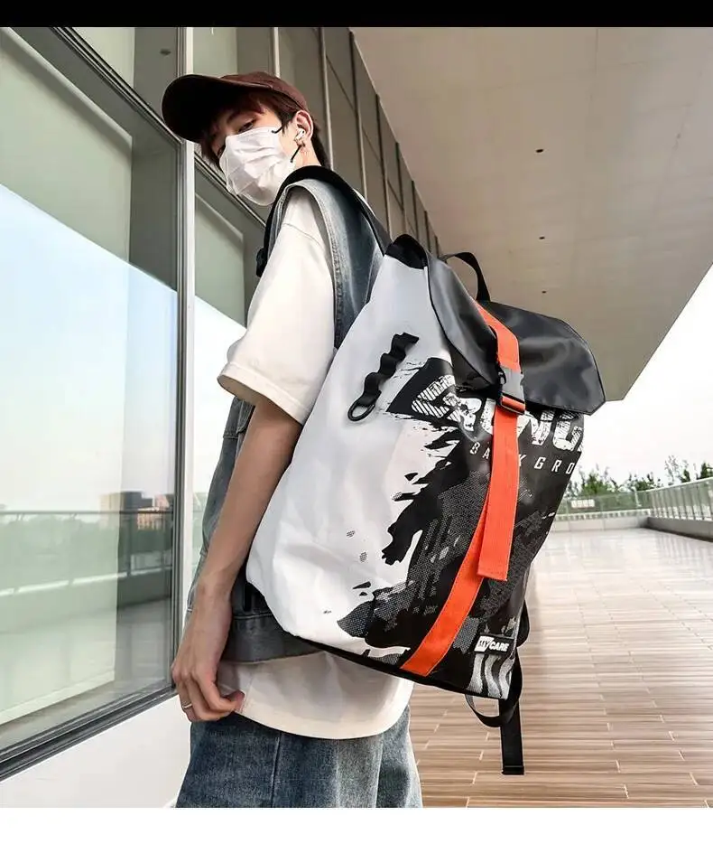 Koreanischer Stil, trendiger Outdoor-Reise-Casual-Sport-Doppelrucksack für Männer mit High-End-Gefühl – Detail 17