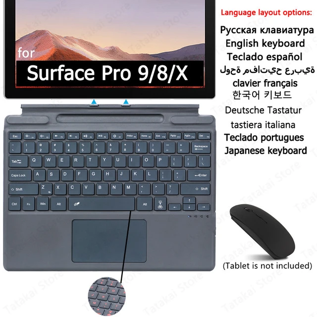 Touchpad Backlit Keyboard for Microsoft Surface Pro 9 Keyboard for Teclado  Surface Pro 8 Keyboard Pro X Russian Arabic Spanish - AliExpress