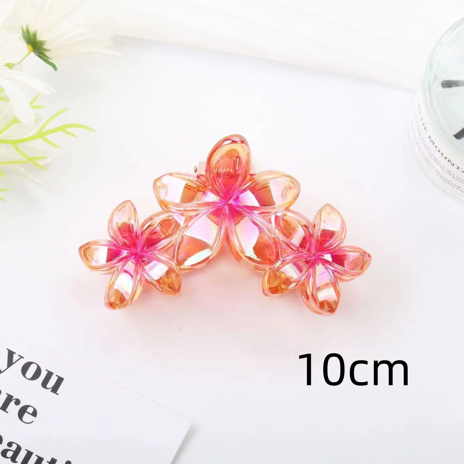 YFKEJI Blumen-Haarspangen, 7 Cm, Kunstharz, 3 Stück Set, Bunte Plumeria-Motive Für Dünnes & Dickes Haar