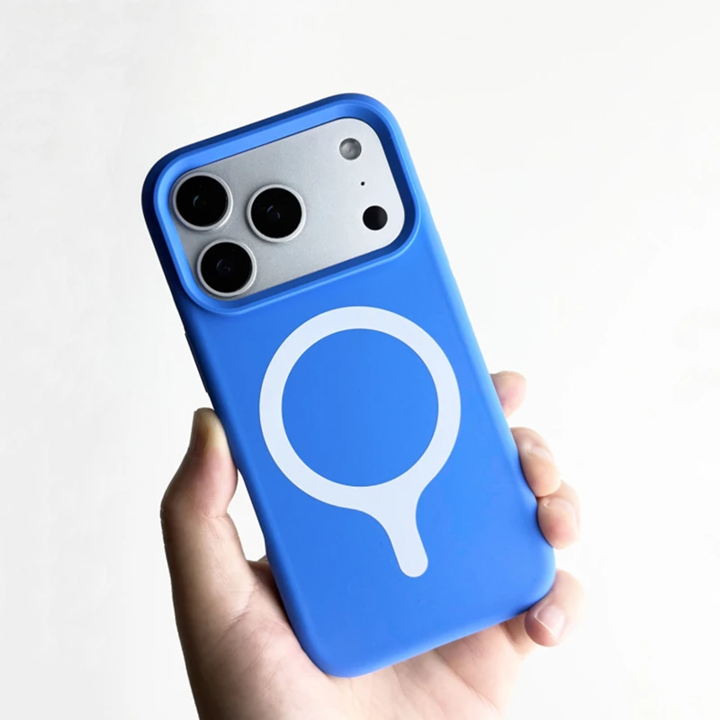 Magnetic Liquid Silicone Shockproof Phone Case with Soft Bumper and Wireless Charging Compatibility