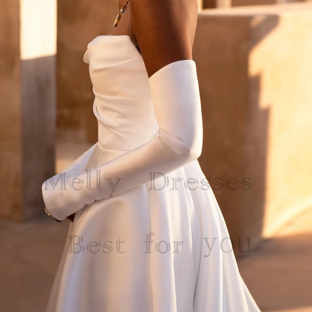 Modern Strapless Wedding Dresses with Satin 2024 Side Slit Bridal Gowns for Women 2025 Court Train Summer Vestido De Novia New 5