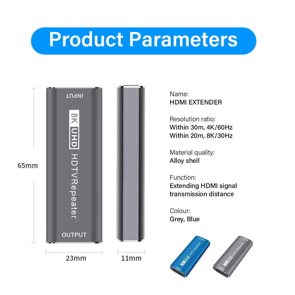 Premium HDMI Signal Amplifier & Extender - 8K/4K HDR Video Booster Adapter