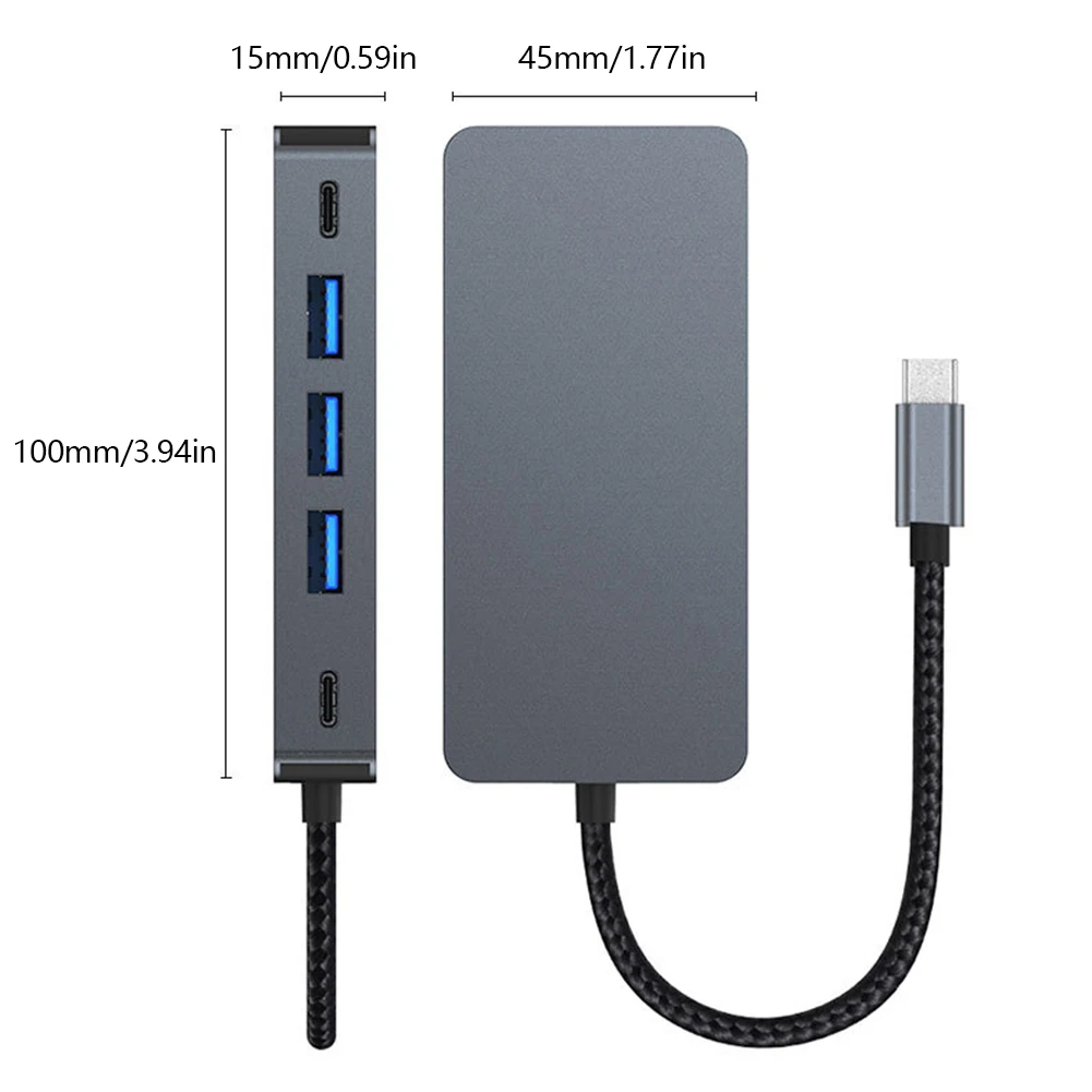 맥북 노트북용 C타입 허브 USB 도킹 스테이션, HDMI 호환 USB 3.0, C타입 USB 스플리터, 5Gbps 도킹 스테이션, 7 in 1