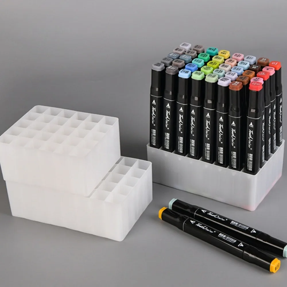 

Large-capacity Marker Pen Storage Holder Pencil Rack Waterproof 24/30/36/40/48 Slots Universal Plastic Children Gifts