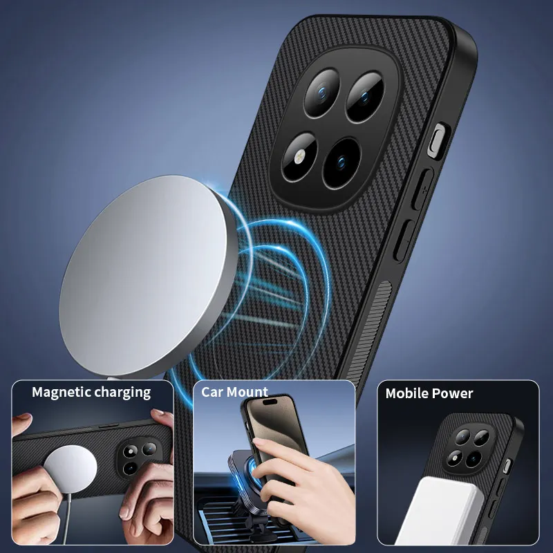 Enhanced Protective Back Case Cover - Soft Silicone Carbon Fiber Magnetic Design