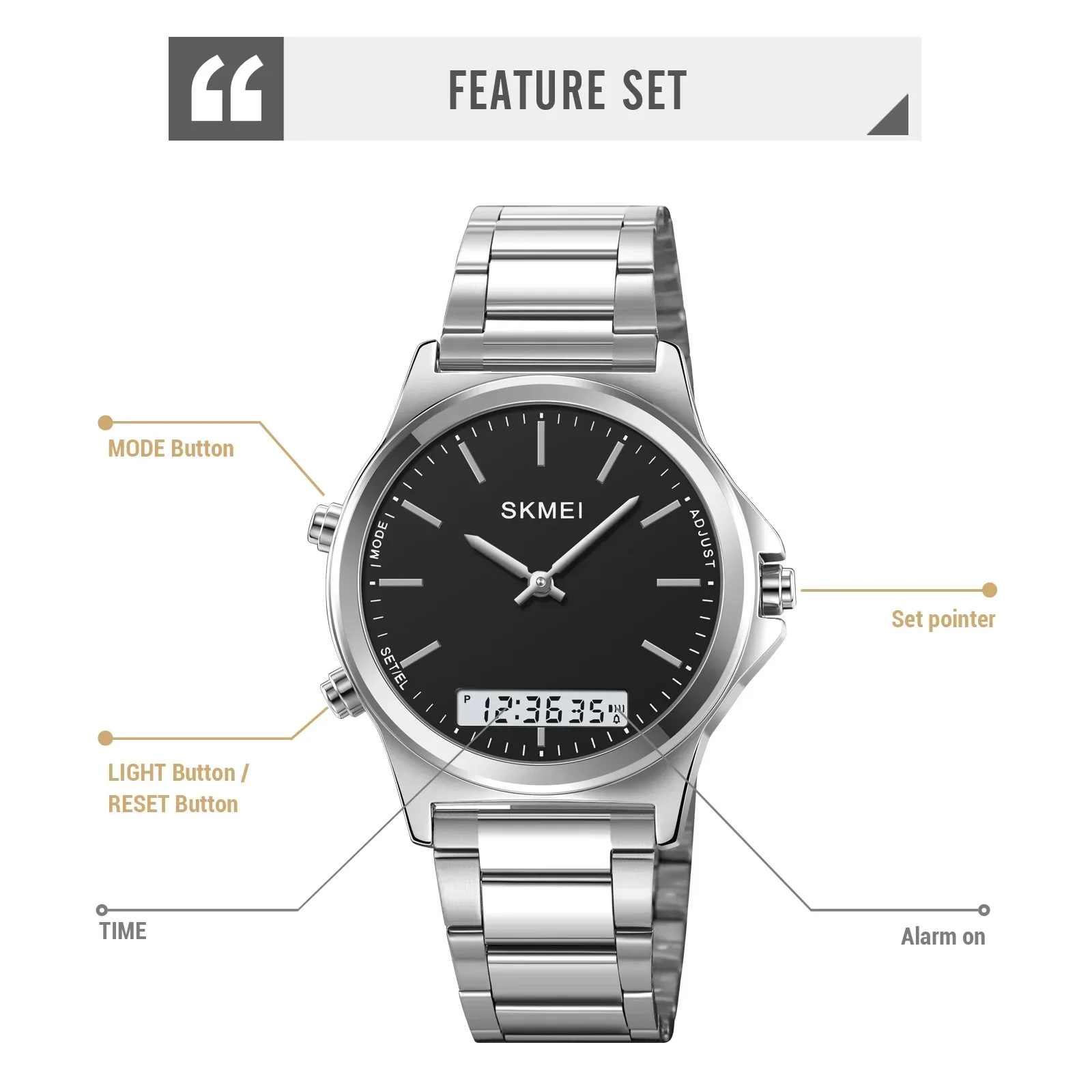 SKMEI 2120 Sport Watches Mens Waterproof Alarm Wristwatches Clock reloj hombre 3 Time Back Light Display Digital Chrono Watch 5