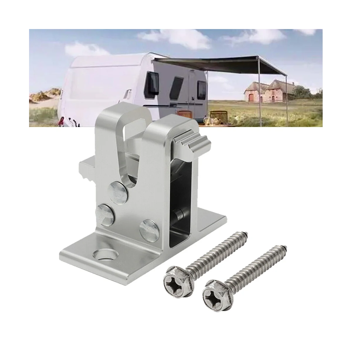 

Universal RV Awning Bottom Bracket Satin Aluminum for II Replacement Exterior Part Awning Bracket