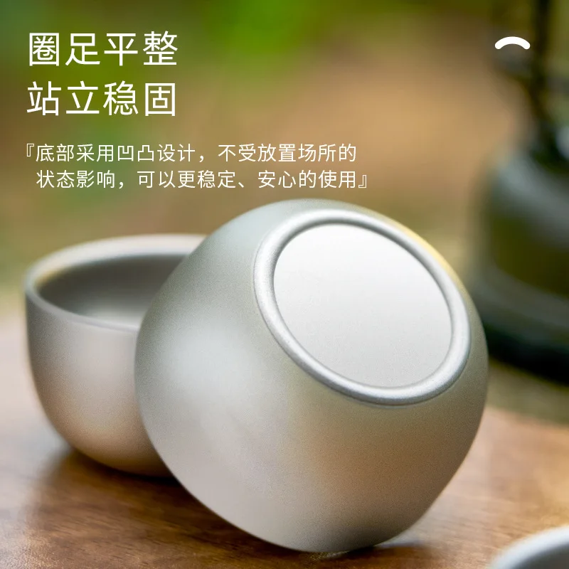 F5 2pcs 50ML Teapot Pure Titanium Double layer Small Tea Cup Coffee Outdoor Camping coffee and Tea Tableware Set Brewing Cup