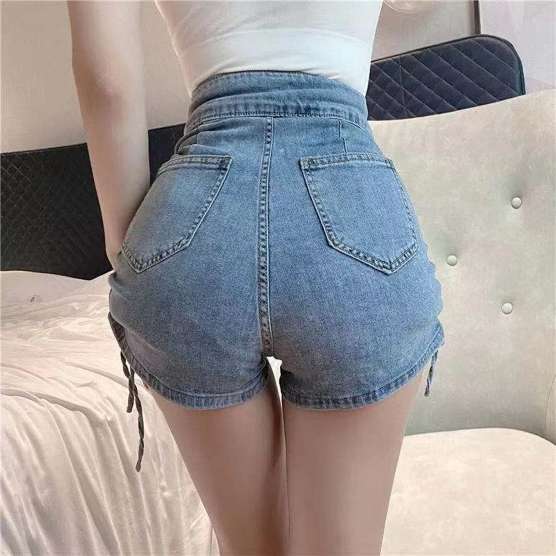 Women's Denim Shorts Biker Skinny Blue Mini Sexy Short Pants for Woman To Wear Booty Tight High Waist Jeans Offer Free Shipping