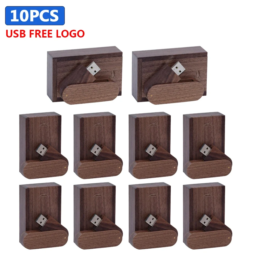 

10pcs/Lot (Customizable LOGO) USB Flash Drive 2.0 Wooden Pendrive 4GB 8GB 16GB 32GB 64GB 128GB Memory Stick Wedding Gift