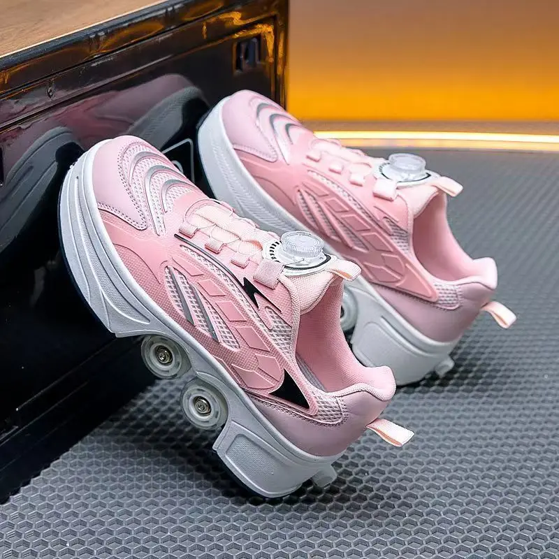 New large four-wheel retractable roller skates, perfect for outdoor sports and leisure activities. A great gift!