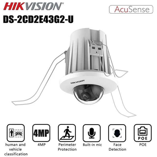 Hikvision DS-2CD2E43G2-U 4MP HD POE AcuSense IP camera support Motion & Face detection built-in mic Dome In-Ceiling mini camera 1