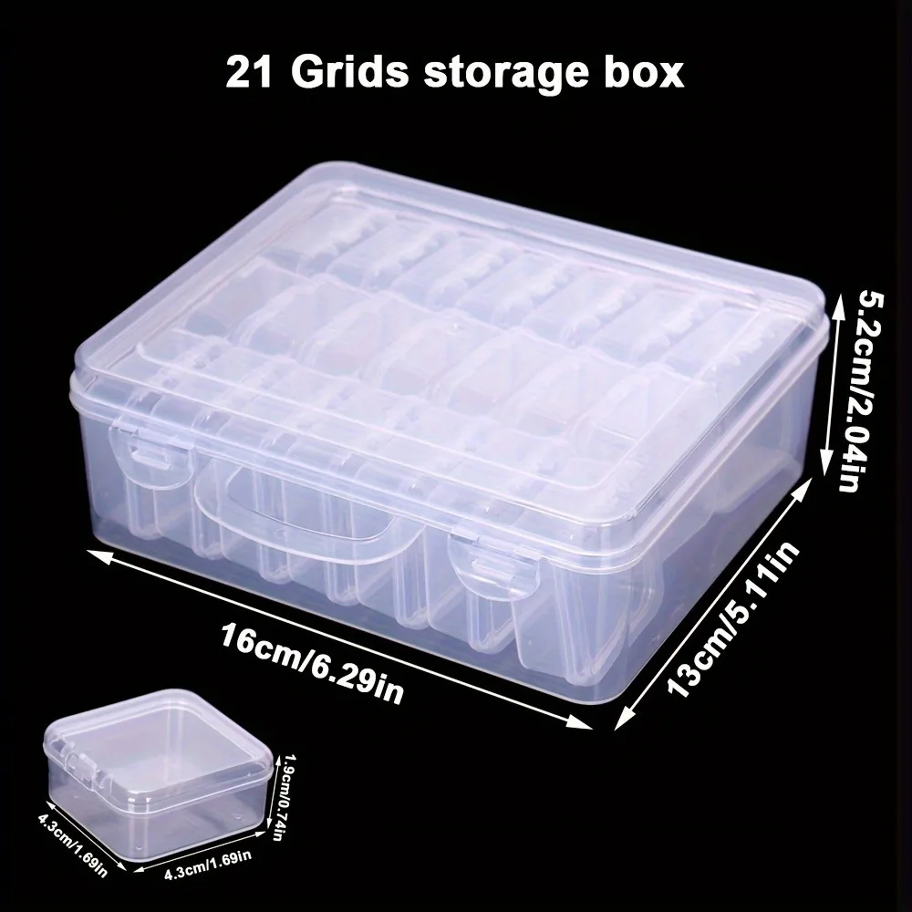 Plastic Clear Square Box DIY Craft Diamond Painting Embroidery Jewelry Rhinestone Storage Container 1 Set (17/21/24/35/45/58)