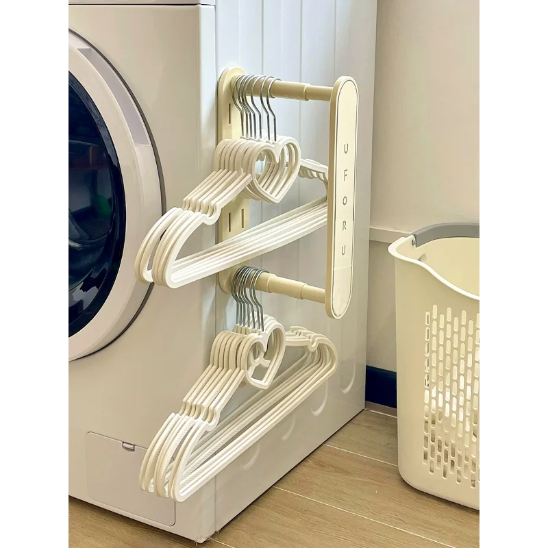 

Washing machine side clothes rack storage rack, retractable wall hanging, non punching home balcony sorting rack