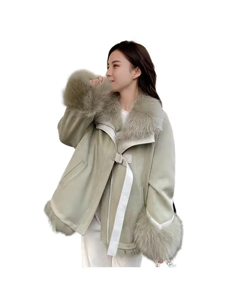 Environmentally Friendly Spliced Fake Fur, Imitation Fox Fur Inner Lining, Medium Length Petite Style, Overcoming Coat Women,