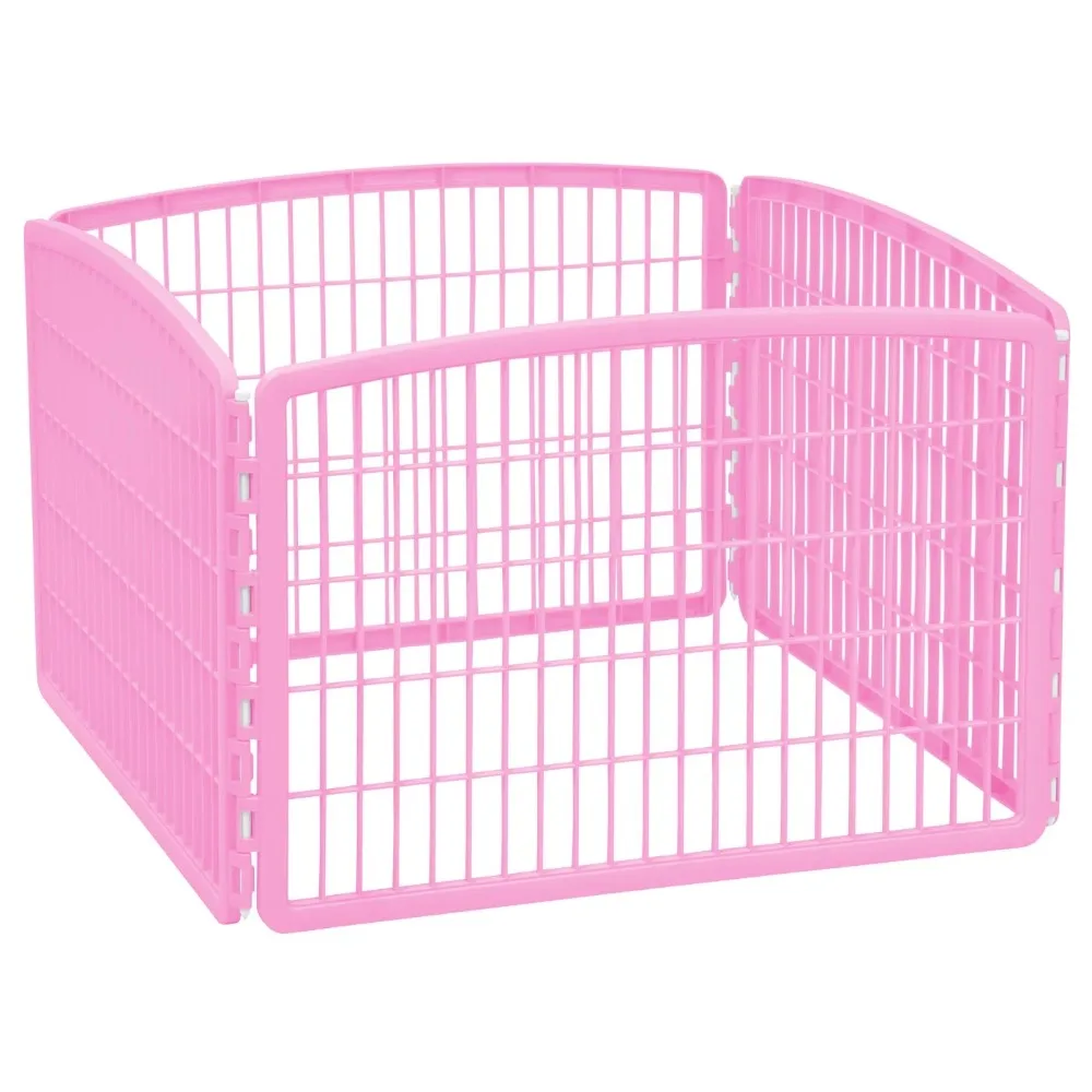 

IRIS USA 24" 4-Panel Plastic Exercise Pet Playpen without Door, Pink