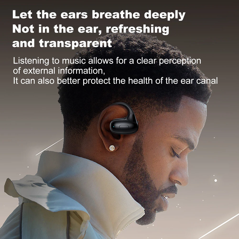 Wireless Headphones Bluetooth 5.3 Mini Business Headset Bone Conduction Handsfree Noise Canceling Driving Sports Earphones 1pc 2