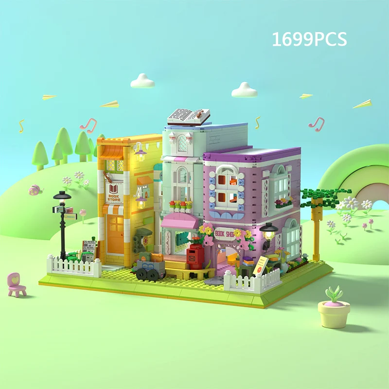 Creative City Street View Mini Block Coffee Libreria Building Bricks Figure Streetscape Assemblare Giocattoli Cafe Shop For Kids Gift