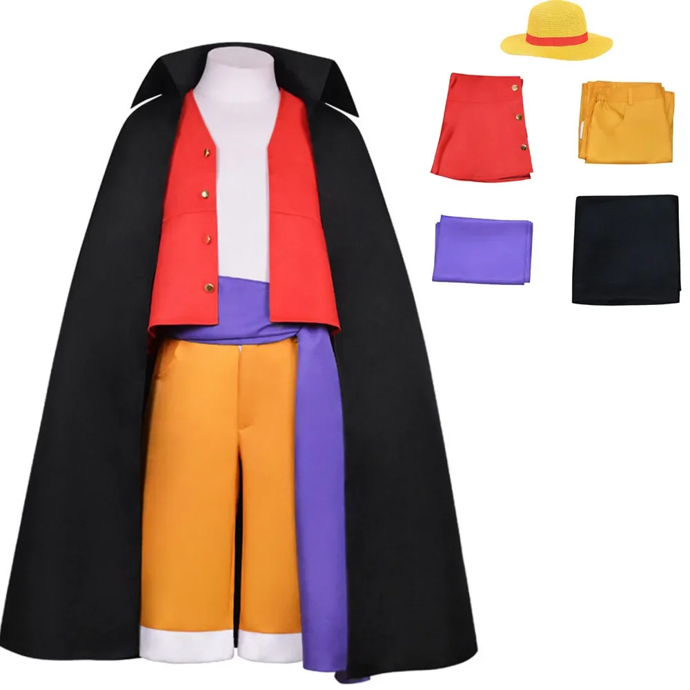 

Adult Kids Anime Monkey D Luffy Cosplay Costumes Wano Country Trench Coat Sorts Kimono Halloween Costume Party Uniform Clothing