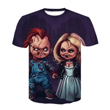 

2021 Chucky Bridal 3D Printed T Shirt Men's Women's O Neck Clown Shirt Harajuku Funny Design T Shirt 2022