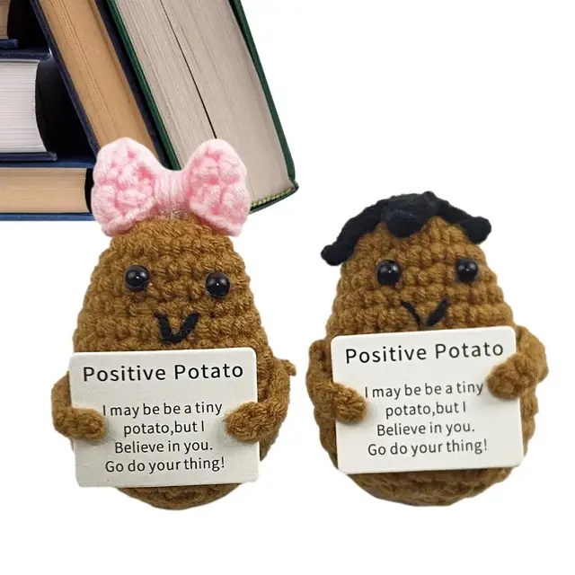 Crochet Potato Handmade Positive Knitted Toy With Inspiring Card