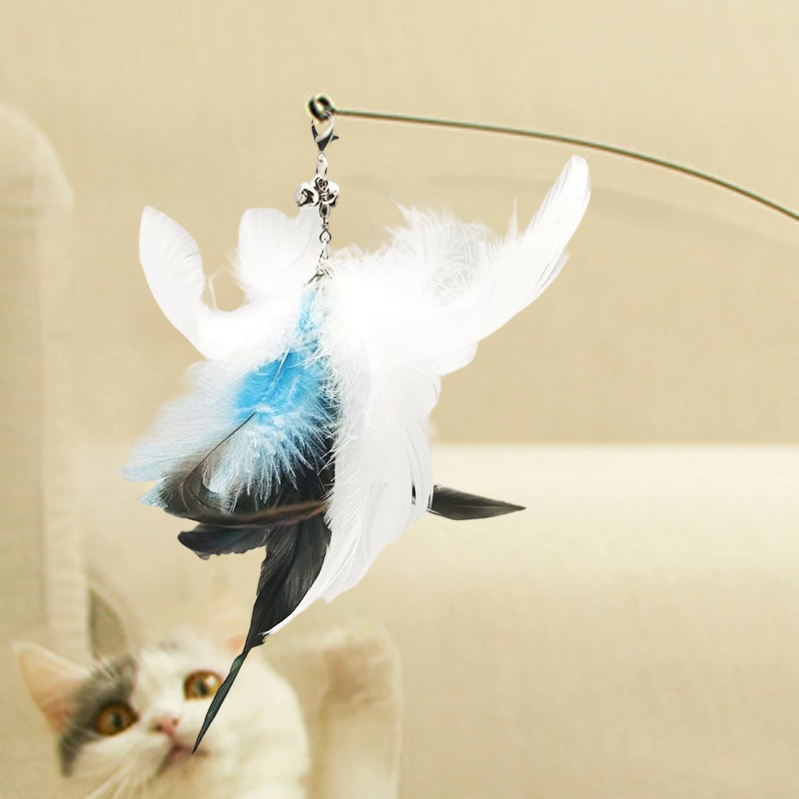 Simulation Bird interactive Cat Toy Funny Feather Cat Stick with Bell Cat Playing Teaser Wand Toy for Kitten Cat Supplies 