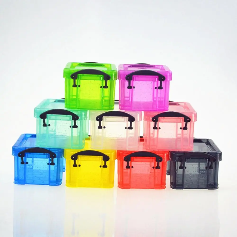 

Candy Color Mini Buckle Storage Box Minimalism Transparent Mini Storage Container Plastic Multi-functional Desktop Organizer Box