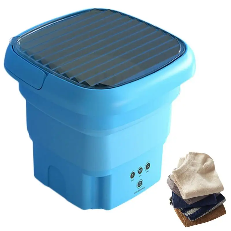 Portable Washing Machine, Mini Foldable Bucket Washer and Spin Dryer for  Camping, RV, Travel, Small Spaces, Lightweight and Easy to Carry (Blue)