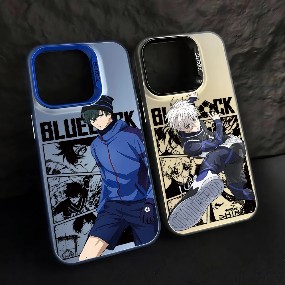 Vibrant Blue Anime-Inspired Secure Phone Case Cover