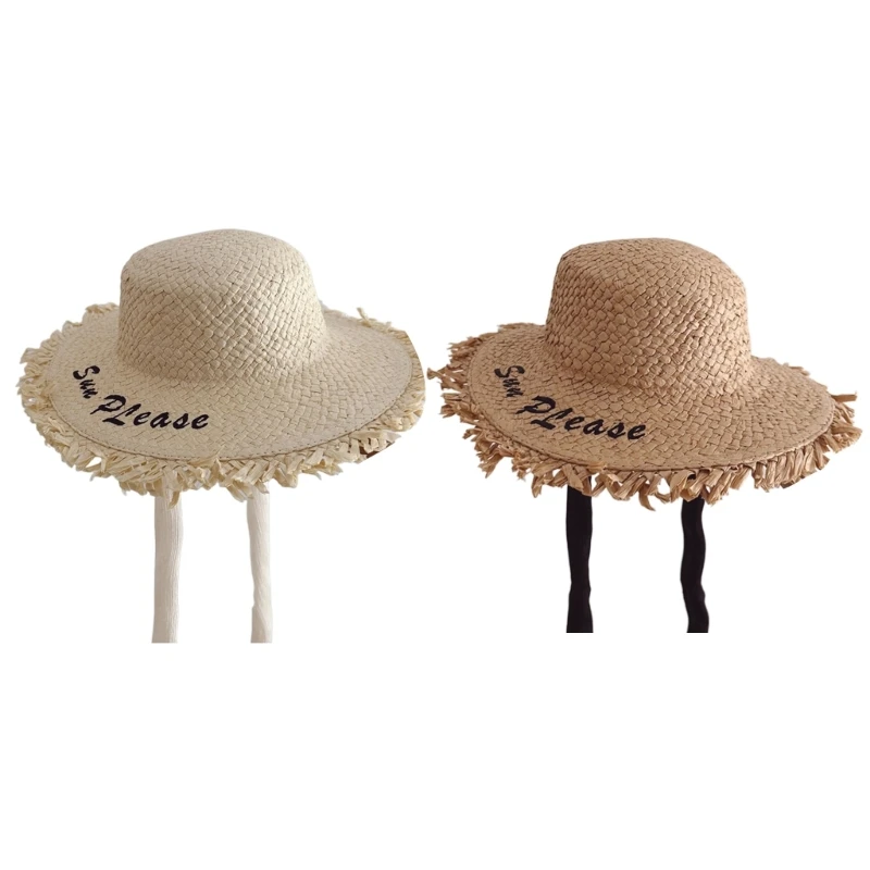 

B2EB Sun Protections Beach Hats Kid Summer Straw Hat for Girl Sun Hat Large Brim Caps