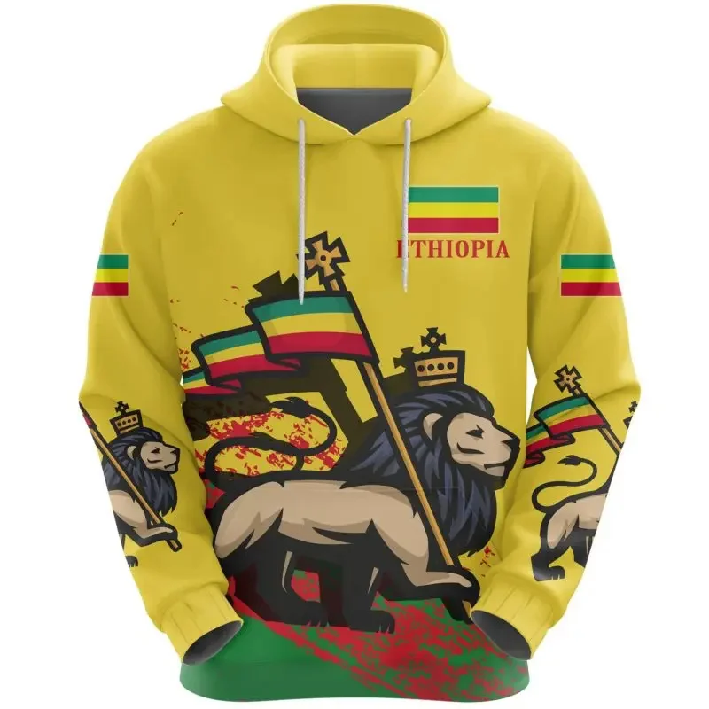 

3D Ethiopia Flag Lion Emblem Totem Printed Hoodies For Men Kid Fashion Streetwear Hooded Hoody Unisex Cool Harajuku Y2k Clothing