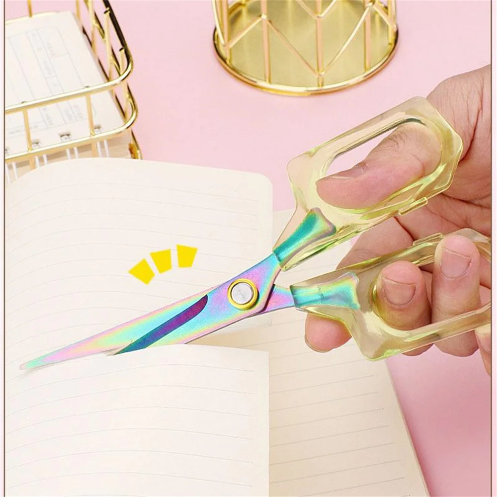 미적 사무용품 공예 가위, 투명 성인 가위, 사무실 학교 및 가정용 테이프, 종이 절단, 1 PC