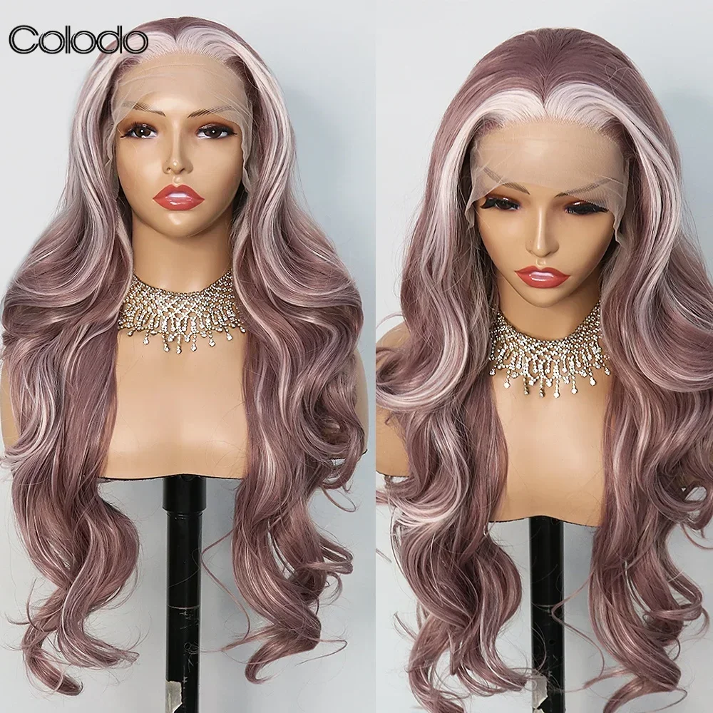 

COLODO Ombre Lavender Lace Front Wig Drag Queen Colored Cosplay Wigs for Woman Body Wave Glueless Heat Resistant High Quality