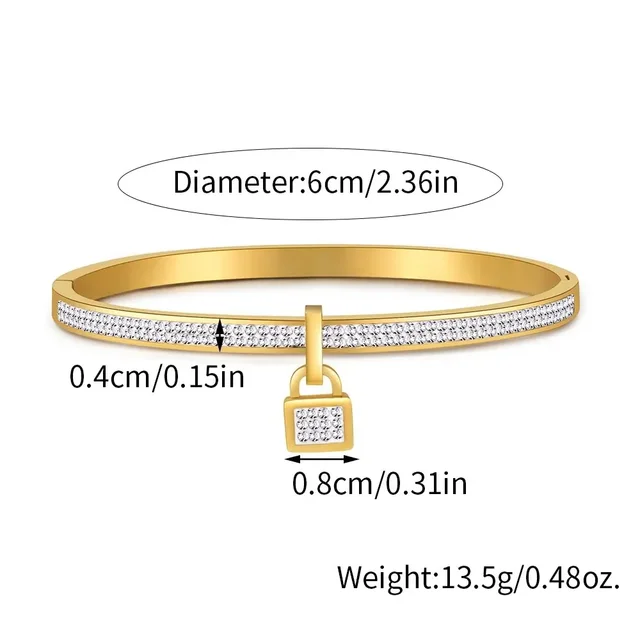 Fashion Round Small Lock Stainless Steel Cubic Zirconia Bracelets For Women Men Gold Silver Color Bracelet Party Daily Jewelry 6