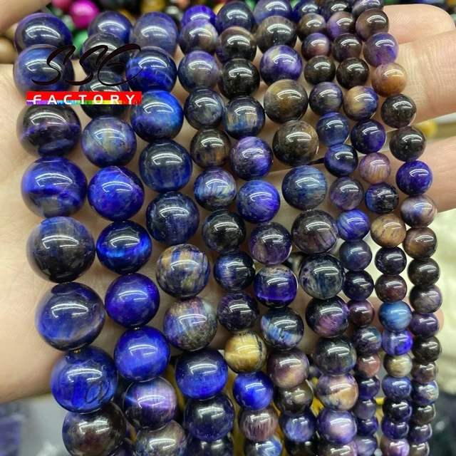 5A Quality Natural Stone Blue Tiger Eye Beads Round Loose Beads 6 8 10 12mm For Jewelry Making DIY Charm Bracelet 15