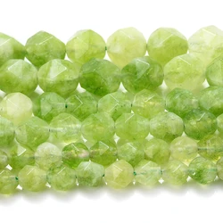 Faceted Colorful Tourmaline Stone Beads for Jewelry Making and Accessories (Green Olive)