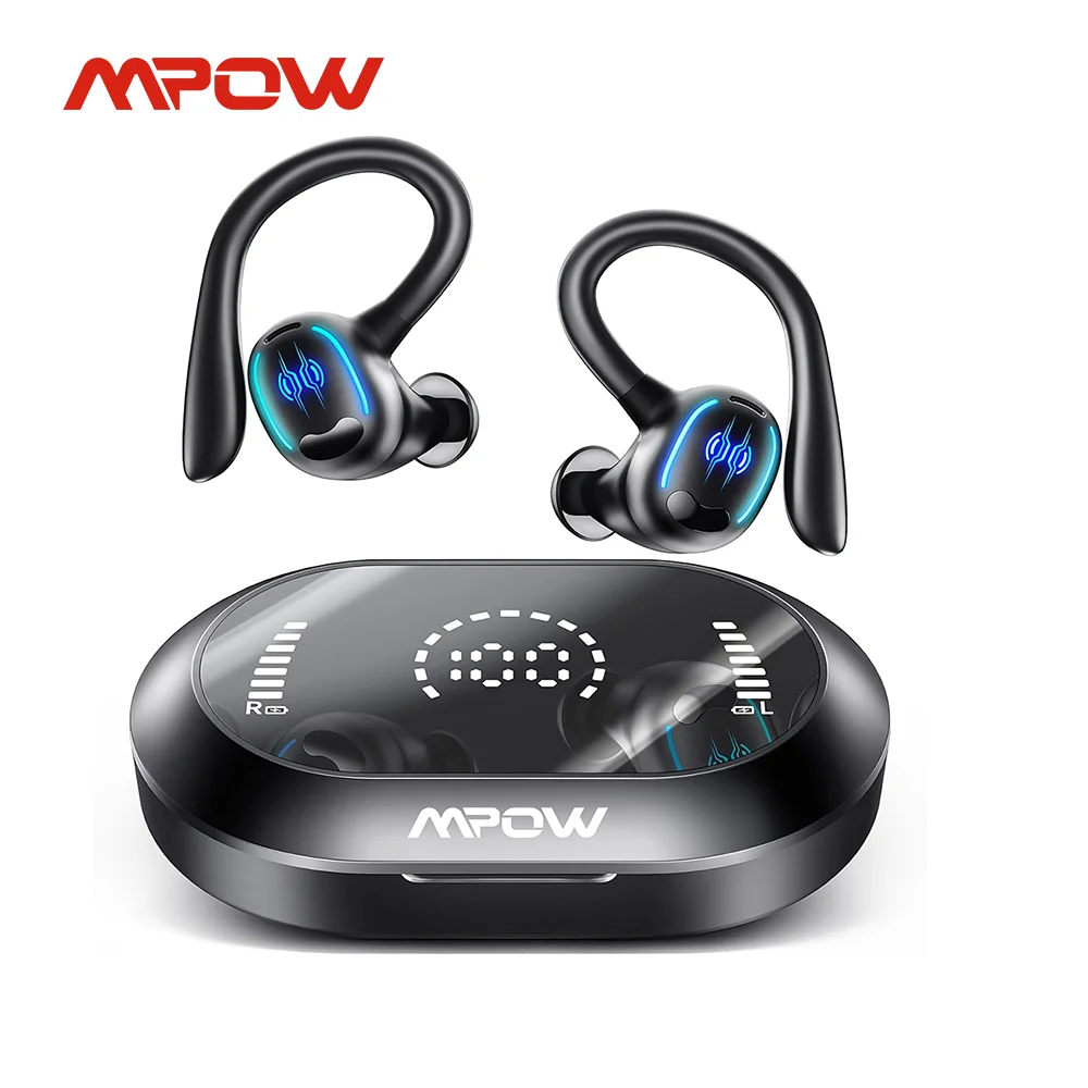 Mpow-Fones de ouvido Bluetooth sem fio com microfone com cancelamento de ruído CVC, fones de ouvido esportivos à prova d'água para correr, YYK-635, 50 horas, Bluetooth 5.3