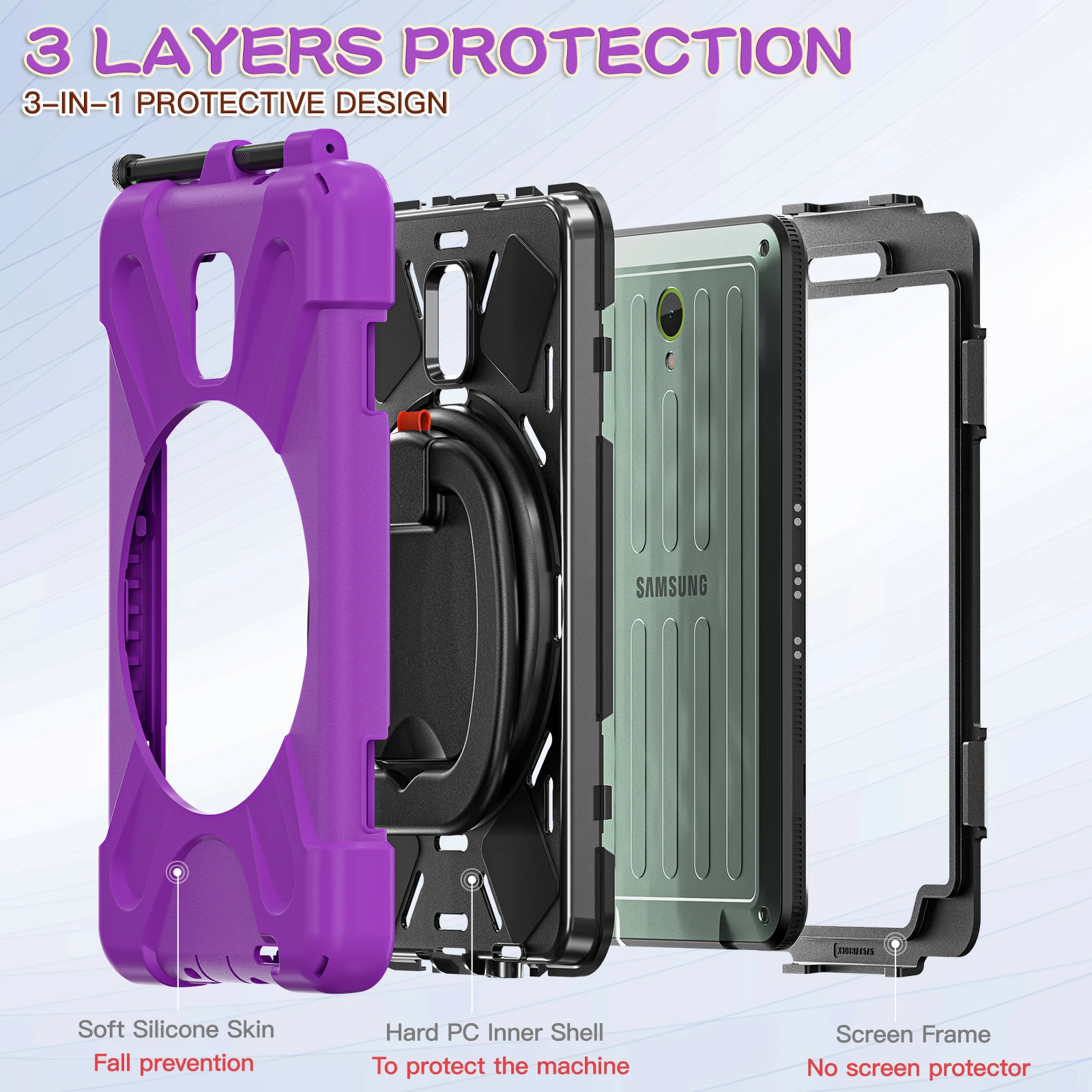 Rugged Tablet Case with 360° Rotatable Handle Grip
