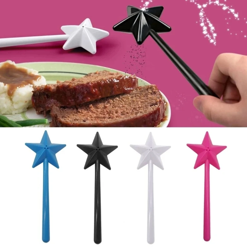 Salt Pepper Spice Dispenser Refillable Magical Star Wand Portable Salt Pepper Spice Dispenser Shakers Set Kitchen Cooking BBQ Supplies Halloween Party Gifts