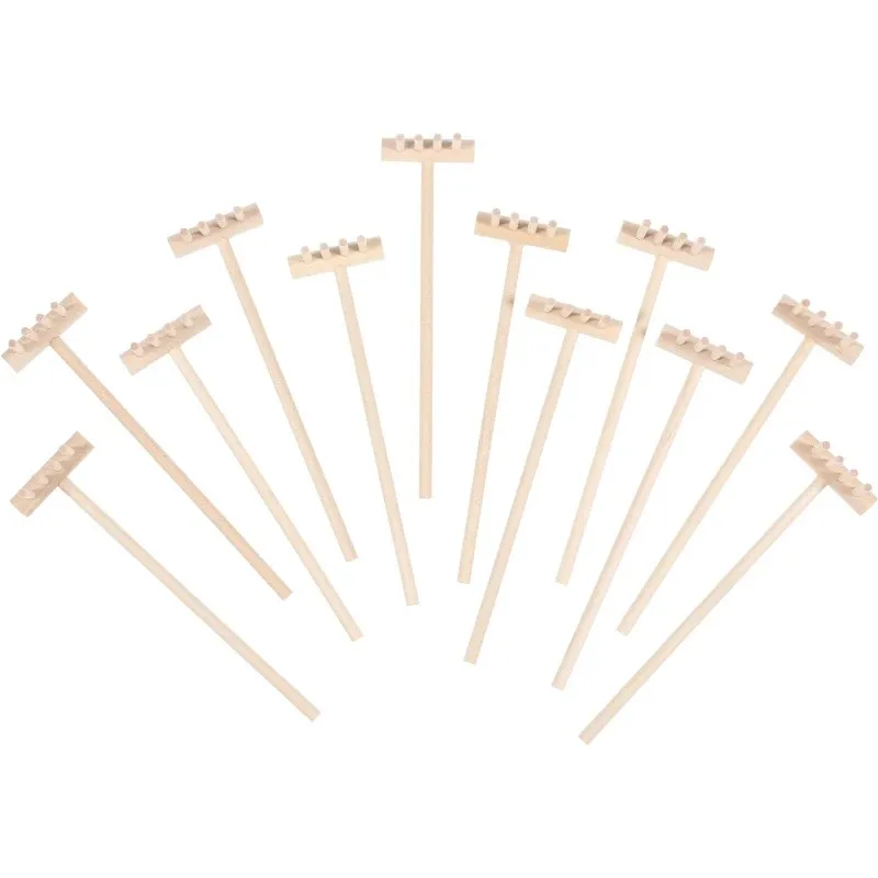 Mini Bamboo Rake Set for Zen Garden Meditation and Tabletop Decor - 6 Piece Set