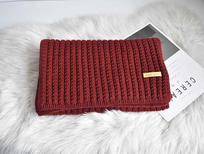 Wintr Womn Mn Koran Sciarpa di lana Lovrs Thickn Warm Studnts Nt Rd Tinta unita Sciarpe lavorate a maglia Bavaglino Bambino lungo_voghion.com